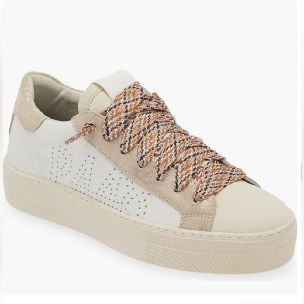 P448 Thea Sneakers Women Size 39 - 8.5 Beige/ Metallic Gold
